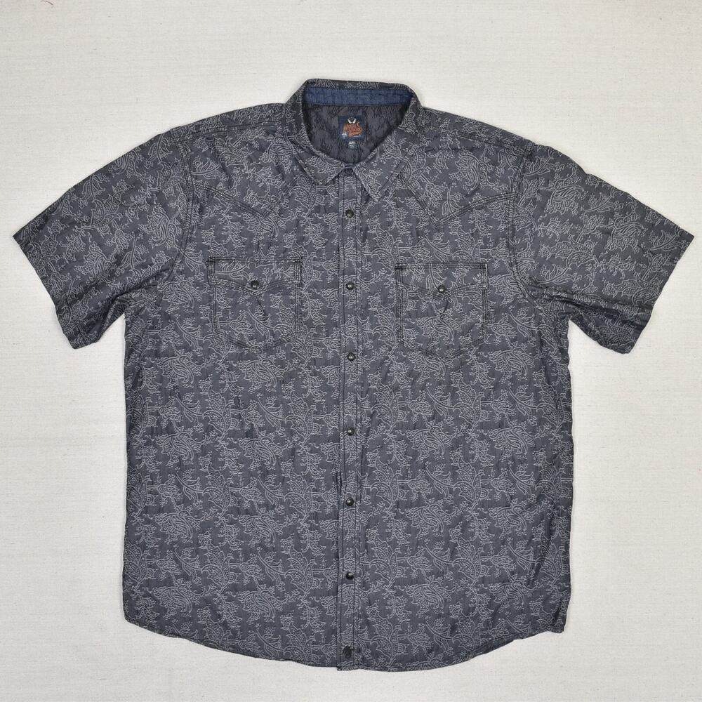 Moonshine Men Cotton Gray Size 2XL Button Pearl Snap Shirt Paisley Western